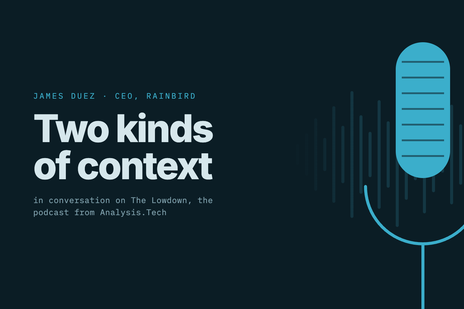 Two kinds of context — James Duez, CEO of Rainbird, in conversation on The Lowdown, the podcast from Analysis.Tech